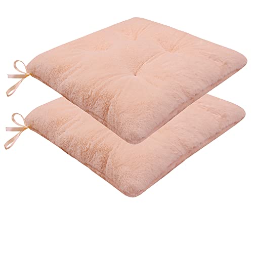 WYJHNL Sitzkissen/Kissen, Set 2 Stuhlkissen Mit Bindeband Sanft Gemütlich, Verdicktes Soft Polster Für Stürhle & Sessel Auto, Büro, Rollstuhl Gartenstuhl, KüChen Warm Halten 45x45x8cm Rosa von WYJHNL