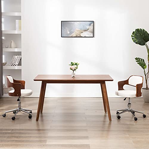 WZQWXHW stuhle,stüle,Esszimmerstuhl Drehbar Weiß Bugholz und KunstlederGeeignet für Restaurants, Küchen und andere Essbereiche von WZQWXHW
