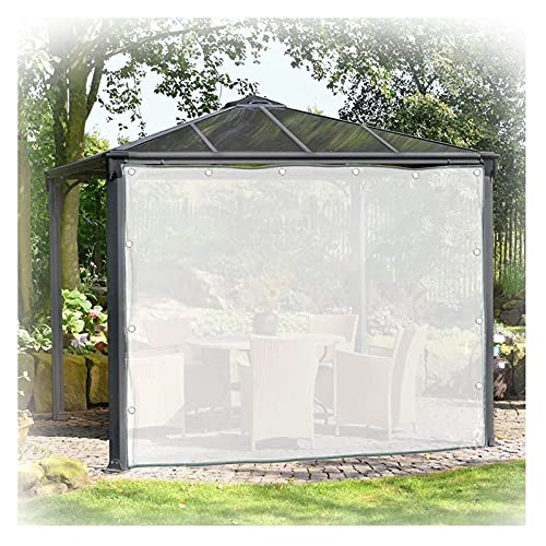 wasserdichte Vorhänge for Den Garten Terrassenplane mit Öse 0,5mm PVC Pavillon Plane Durchsichtig Regendicht Staubdicht, Anpassbar(1x1.8m/3.3x5.9ft) von WZYDYDY