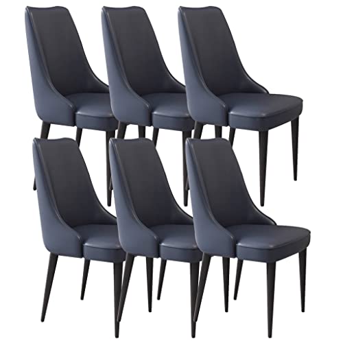 WZZQZR Esszimmerstühle aus Mikrofaser-Leder, 6er-Set, Küchentisch, Beistellstühle, Arbeitszimmer, Loungesessel, stabile Beine aus Karbonstahl (Farbe: Königsblau, Größe: schwarzes Bein) von WZZQZR