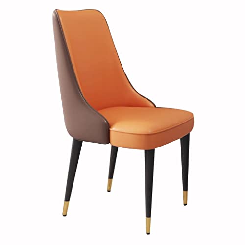 WZZQZR Esszimmerstühle aus Mikrofaser-Leder, für Küche, Wohnzimmer, Lounge, Thekenstühle, stabile Karbonstahl-Metallbeine (Farbe: Kaffee + Orange) von WZZQZR