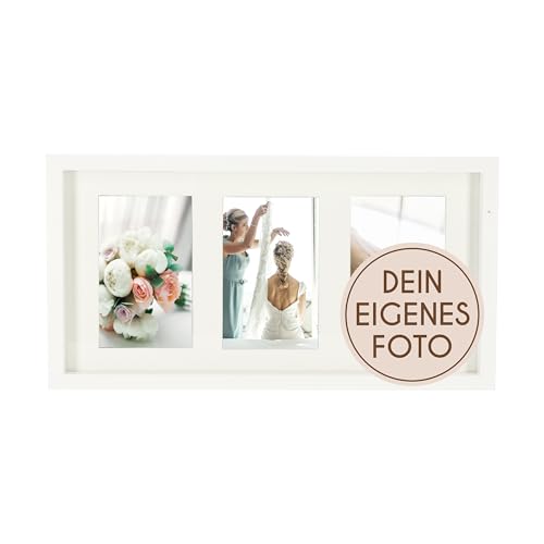 Wackadoo® Holz Bilderrahmen Collage mit eigenem Foto (hochformat) 10x15 cm weiß mit eigenem Foto - Bilderrahmen mit Wunschmotiv - Personalisiertes Geschenk - Wunschmotiv - Muttertagsgeschenk von Wackadoo