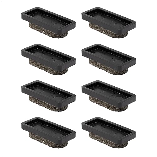 Wagner QuickClick® Filzgleiter Möbelgleiter Stuhlgleiter - 8er-Set Ersatzgleiter austauschbar - Wollfilz Ultrasoft - 32 x 15 mm für Basis 32 x 15 mm - Made in DE - 15955100, Schwarz/Grau von QuickClick