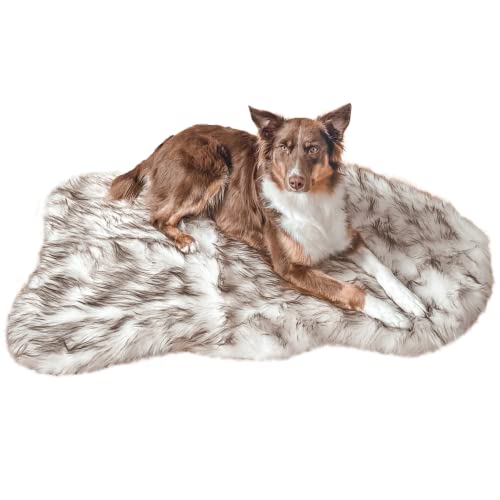 Wahre Tierliebe Hundebett Relax - Das Original mit echter Matratze - waschbar, Hundekissen, Hundekorb, Flauschiges Hundebett für große, mittelgroße & kleine Hunde, 4cm Höhe, Dunkelbraun von Wahre Tierliebe