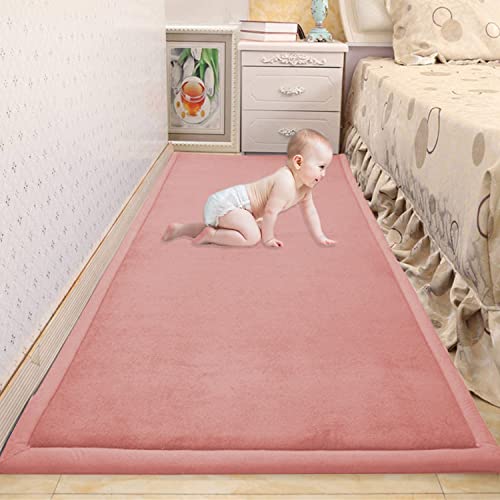 Waigg Kii Großer Teppich für Baby-Krabbelmatte, weicher Korallen-Samt, rutschfeste Tatami-Yogamatte, weicher Teppich für Wohnzimmer, Schlafzimmer (100 x 150 x 2 cm, Rosa) von Waigg Kii