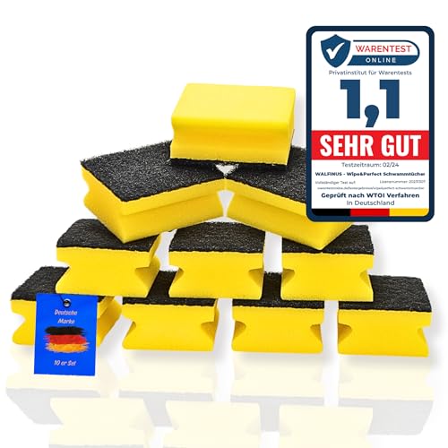 Walfinus Premium 10er-Set gelbe Topfreiniger, Scheuerschwamm, Putzschwamm für schwer entfernbaren Schmutz, Schwamm in der Küche, Spülschwamm, Reinigungsschwamm 9x7x4cm Walfinus Premium 10er-Set gelbe Topfreiniger, Scheuerschwamm, Putzschwamm für schwer entfernbaren Schmutz, Schwamm in der Küche, Spülschwamm, Reinigungsschwamm 9x7x4cm von Walfinus