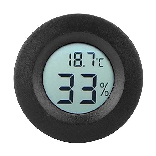 Raumhygrometer Thermometer, Mini Rundschreiben Eingebettetes Digital Lcd Feuchtigkeits Temperaturmessgerät Innen, für Innenministerium Kindertagesstätte(Schwarz) von Walfront