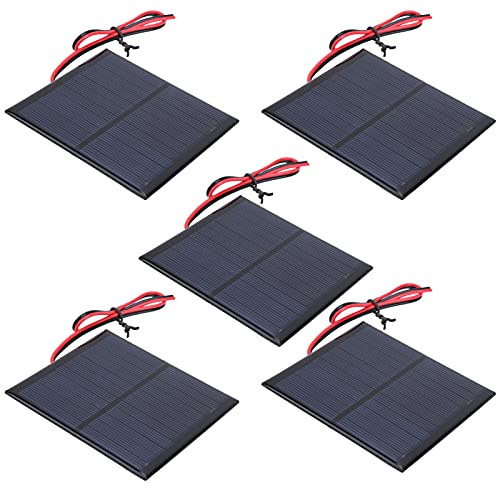 Walfront 5-teiliges Mini-Solarpanel Power Board Solarpanel Solarzelle Solar Power Board-Modul + 30 cm Rotes und Schwarzes Kabel DC5.5V 160mA von Walfront