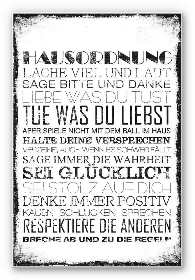 Wall-Art Wandbild Hausordnung, Natur, Hartschaum Wandschild Spruch von Wall-Art