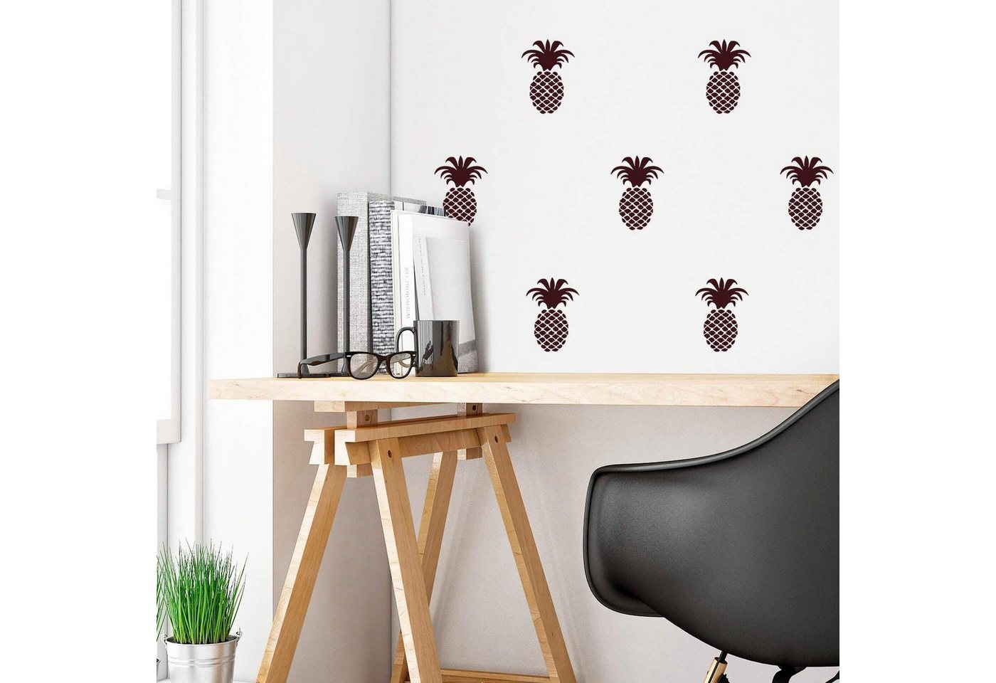 Wall-Art Wandtattoo Ananas Set, selbstklebend, entfernbar von Wall-Art