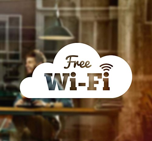 Fensteraufkleber „Free WiFi“ auf Wolke, Vinyl, für Café, Shop, Bar, Restaurant von Wall4stickers