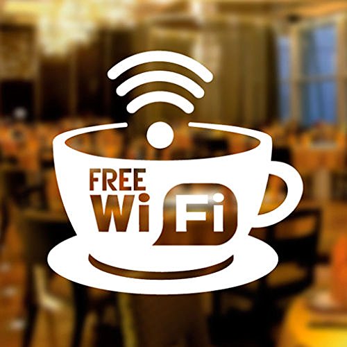 Wall4Stickers Free WiFi Tasse Fensteraufkleber Vinyl Aufkleber Grafik Cafe Geschäft Salon Bar Restaurant Frei W-LAN von Wall4stickers