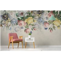 Vintage Bunte Florale Tapete - Selbstbelebend Abnehmbar Peel & Stick Wohnzimmer Schlafzimmer von WallArtLA