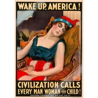 Wake Up America Poster Print, Vintage Ww1 Designed By James Montgommery Flagg Uk, Eu Usa Domestic Shipping von WallArtPrints4uUSA