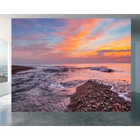 Ocean Sunset - Tapete Abziehen Und Aufkleben, Schlafzimmer-Wanddekoration, Landschaftswandkunst, Entfernbare Tapete, Einfach Anzubringen Wasserdicht von WallArtsOnline