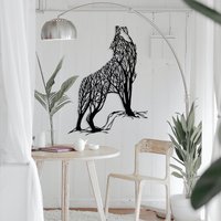 Abstrakte Wolf-Wandkunst Aus Metall, Abstrakte Wohndekoration, Chalet-Wanddekoration, Berghaus-Dekor, Moderne Wanddekoration von WalladoraHomeDecor