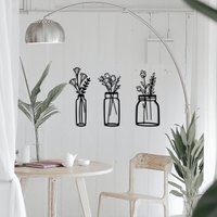 Set Von 3 Blumen in Vase Metall-Wand-Dekor, Moderne Blumen-Wand-Kunst, Blume, Wandbehänge, Minimale von WalladoraHomeDecor