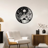 Yin-Yang-Wandschild, Sonne Und Mond-Wandkunst, Yin-Yang-Metallwandkunst, Yin-Yang-Metallkunst, Boho-Wanddekoration, Schwarze Metallwandkunst von WalladoraHomeDecor