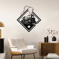 Zug Metall Wandkunst, Wanddekoration, Wohnzimmer Dekor, Wandbehang, Vintage Zug, Büro Wandkunst von WalladoraHomeDecor