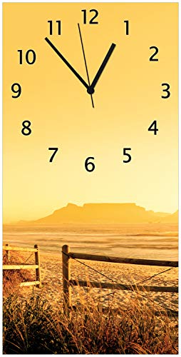 Wallario Design-Wanduhr Strand in Südafrika I - Himmel in orange aus Glas, Motiv-Uhr Größe 30 x 60 cm, Schwarze Zeiger Wallario Design-Wanduhr Strand in Südafrika I - Himmel in orange aus Glas, Motiv-Uhr Größe 30 x 60 cm, Schwarze Zeiger von Wallario