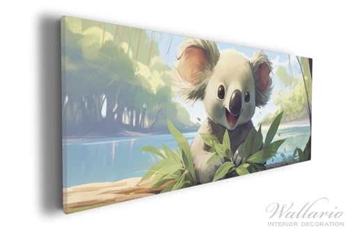 Wallario Leinwandbild Australische Idylle: Der lächelnde Koala - Wandbild 30 x 75 cm: Kunstdruck | Brillante lichtechte Farben | hochauflösend | verzugsfrei von Wallario