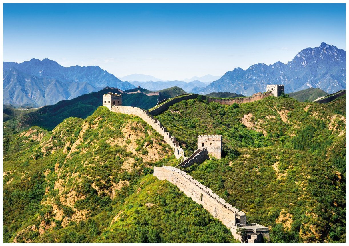 Wallario Poster, Die Chinesische Mauer - Wahrzeichen in China im Sommer, in verschiedenen Ausführungen von Wallario