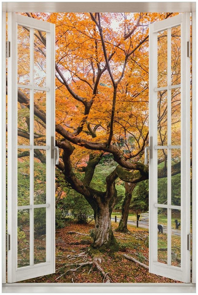 Wallario Poster, Gelber Ahornbaum im Herbst in Japan, in verschiedenen Ausführungen von Wallario