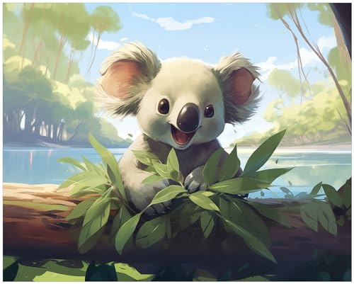 Wallario Poster - Australische Idylle: Der lächelnde Koala in Premiumqualität, Größe: 40 x 50 cm von Wallario