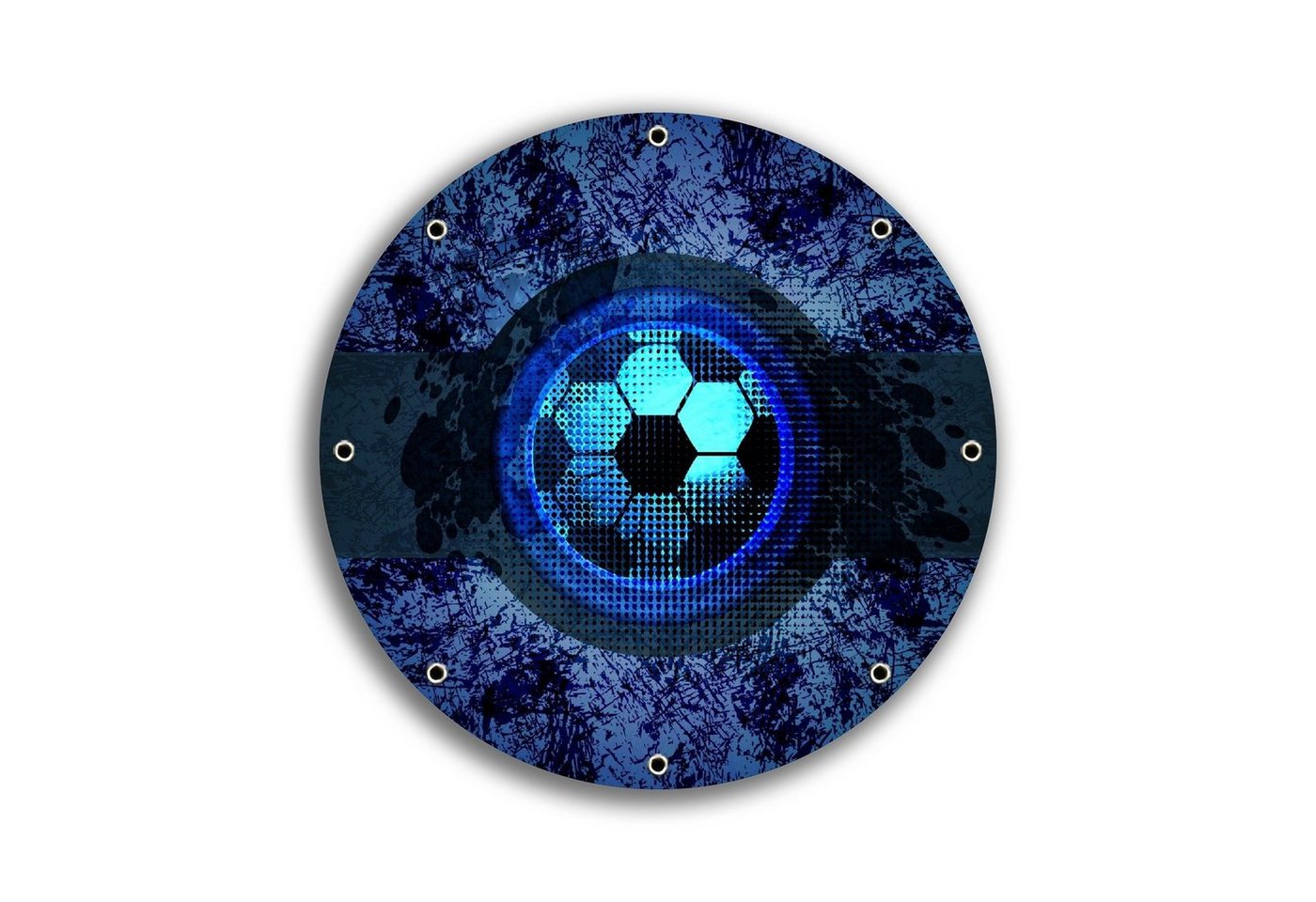 Wallario Sichtschutzzaunmatten Fußball Design - Abstraktes Muster in blau, rund von Wallario