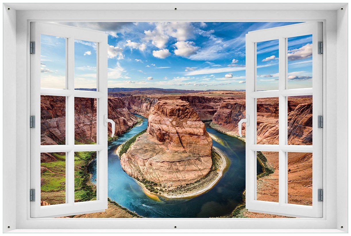 Wallario Sichtschutzzaunmatten Grand Canyon, mit Fenster-Illusion von Wallario