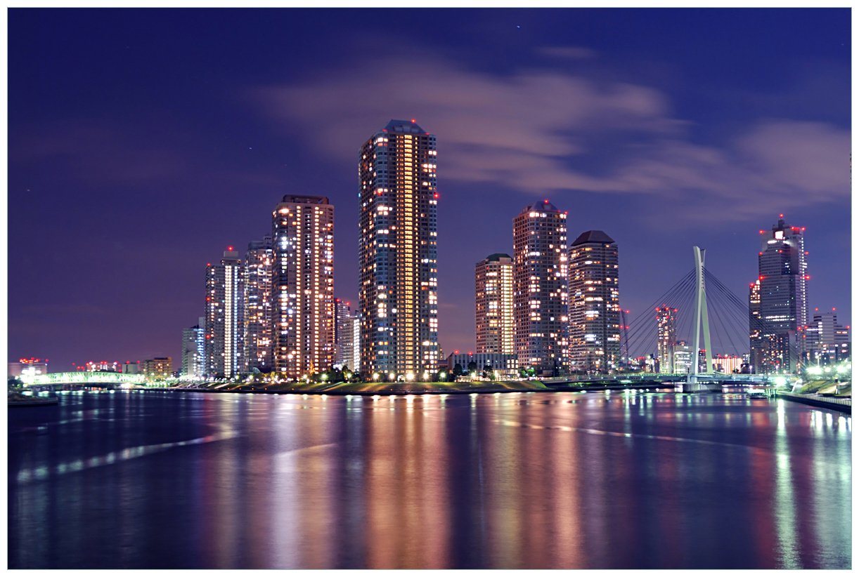 Wallario Vliestapete Tokyo- Skyline bei Nacht, seidenmatte Oberfläche von Wallario