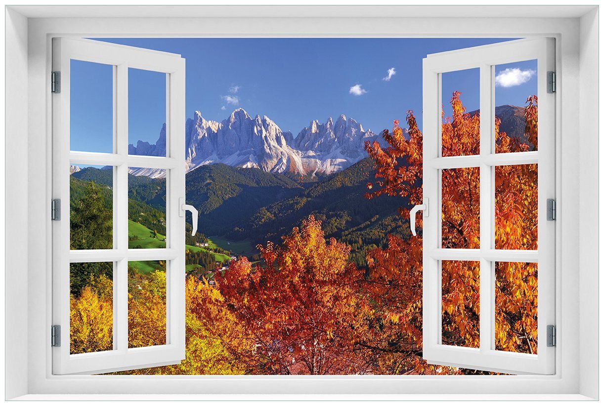 Wallario Wandfolie, Herbst im Gebirgstal unter blauem Himmel, in verschiedenen Ausführungen von Wallario