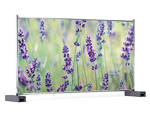 Wallario XXL Outdoor-Poster für Garten oder Balkon Lila Blumenfreude - Violette Pflanzen auf der Wiese, Motivbanner Größe: ca. 340 x 173 cm, Outdoor-Bild von Wallario