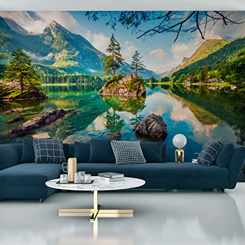 Wallepic Selbstklebende Fototapete Natur See Hintersee Felsen Himmel 270 x 180 Moderne Tapete XXL Gebirge Bäume Wald Wohnzimmer Schlafzimmer Büro Flur Wandtapete Br. 270 cm x Hö. 180 cm von Wallepic