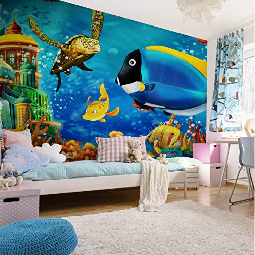 Wallepic Vlies Fototapete Natur Ozean Meer Korallenriff Fische 368 x 280 Moderne Tapete XXL Pflanzen Schloss Abstrakt Wohnzimmer Schlafzimmer Büro Flur Wandtapete Br.368xHö.280 von Wallepic