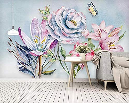 Aquarell Farbe Blumen Schmetterling Pflanze Serie HD-Druck Kunstdruck Wandmalerei Poster Bild Große Seide Wandbild wandpapier fototapete 3d effekt tapete tapeten Wohnzimmer Schlafzimmer-150cm×105cm von Wallpaper-3D-XYM