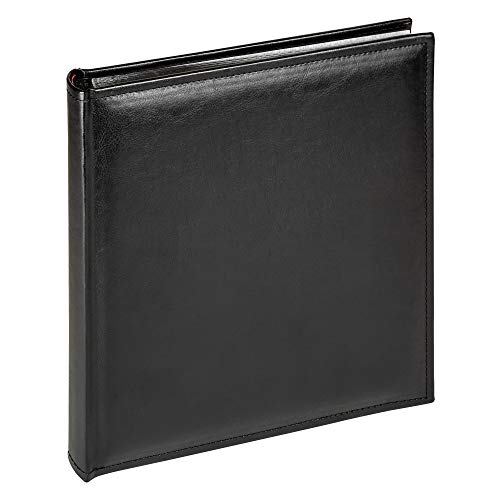 walther design Fotoalbum schwarz 26 x 25 cm Kunstleder mit umlaufende Steppnaht, Deluxe FA-183-B von walther design
