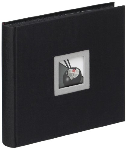 walther design Fotoalbum schwarz 26 x 26 cm Leinen mit Cover-Ausstanzung, Black and White FA-209-B von walther design
