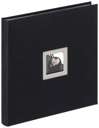 walther design Fotoalbum schwarz 30 x 30 cm Leinen mit Cover-Ausstanzung, Black and White FA-217-B von walther design