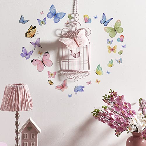 WandSticker4U®- 31x Wandtattoo Schmetterlinge in Pastell I Wandsticker Frühling Sommer Natur Tiere Rosa Lila Blau I Wand Aufkleber für Kinderzimmer Mädchenzimmer von WandSticker4U