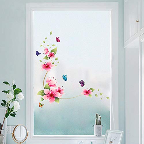 WandSticker4U®- Wandsticker BLUMEN RANKE ROMANTIK rosa/rot I Wandbild: 62x64 cm I Wandtattoo Frühling Pflanzen Fensterbilder I Deko für Wand Fenster Bad Küche Fliesen Möbel Aufkleber von WandSticker4U