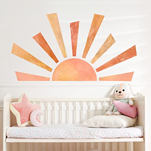 WandSticker4U®- Wandtattoo SONNE I Wandbild: 93x53 cm I Wandsticker Frühling Sommer Sonnenstrahlen Orange Gelb I Wand Deko Aufkleber für Wohnzimmer Schlafzimmer Kinderzimmer Flur Küche Bad von WandSticker4U