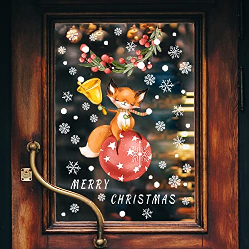 WandSticker4U®- wiederverwendbar Fensterbilder Weihnachten Kinder FUCHS auf WEIHNACHTSKUGEL selbstklebend I Weihnachtsdeko Fenster Aufkleber Fenstersticker Winter Kinderzimmer von WandSticker4U