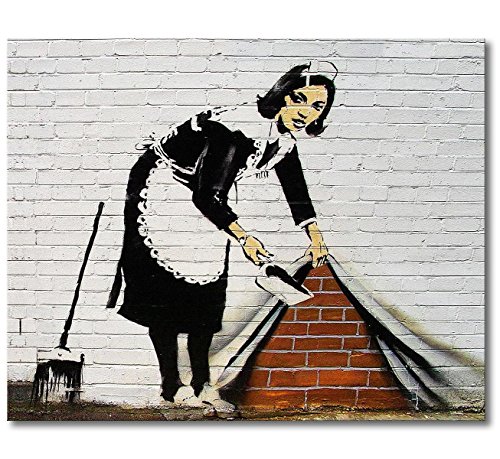 WandbilderXXL® Gedrucktes Leinwandbild Banksy No.19 100x80x2cm - in 6 verschiedenen Größen. Fertig gespannt auf Holzkeilrahmen. Günstige Leinwanddrucke für Wohnzimmer, Schlafzimmer. von WandbilderXXL