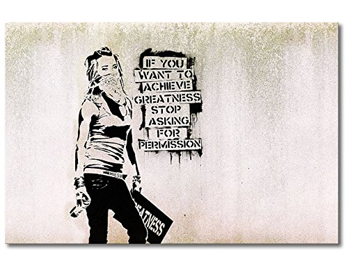 WandbilderXXL® Gedrucktes Leinwandbild Banksy No.7 120x80x2cm - in 6 verschiedenen Größen. Fertig gespannt auf Holzkeilrahmen. Günstige Leinwanddrucke für Wohnzimmer, Schlafzimmer. von WandbilderXXL