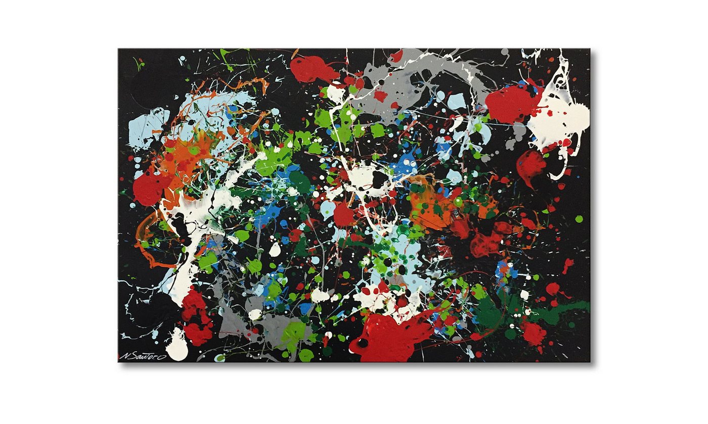 WandbilderXXL Gemälde Color Explosion 120 x 80 cm, Abstraktes Gemälde, handgemaltes Unikat von WandbilderXXL