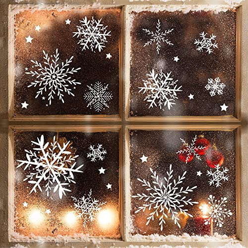 Fensterbild Wunderschöne Schneeflocken im Set – WIEDERVERWENDBAR – 24 filigrane Aufkleber Schneeflocken und Sterne von Wandtattoo-Loft® von Wandtattoo-Loft