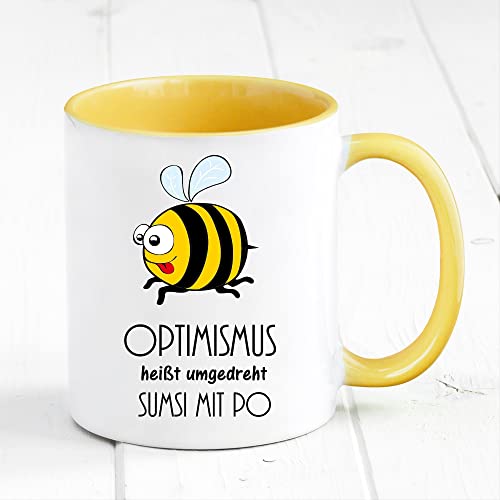 Tasse Biene Optimismus Sumsi mit Po Tasse Becher Geschenk Geburtstag bunt, gelb von Wandtattoo Loft