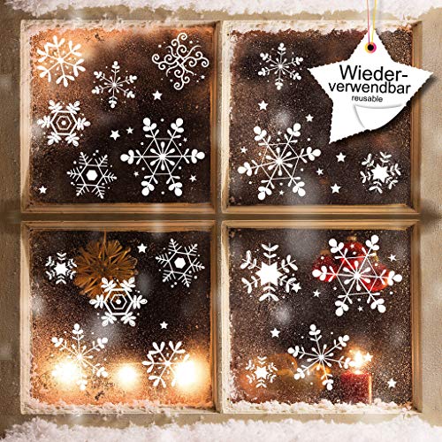 Wandtattoo-Loft Fensteraufkleber Wunderschöne Schneeflocken Set WIEDERVERWENDBAR von Wandtattoo-Loft