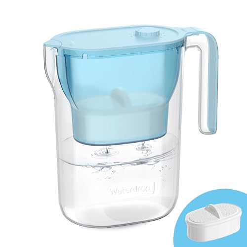 Waterdrop Wasserfilter Kanne Kühlschrank Wasserfilterkrug mit 3-Monats-Filter, 2,5 L, Reduziert Fluorid, Chlor und Mehr, NSF-zertifiziert, BPA-frei, Blau (Ersatzfilter: WD-PF-01A Plus) von Waterdrop